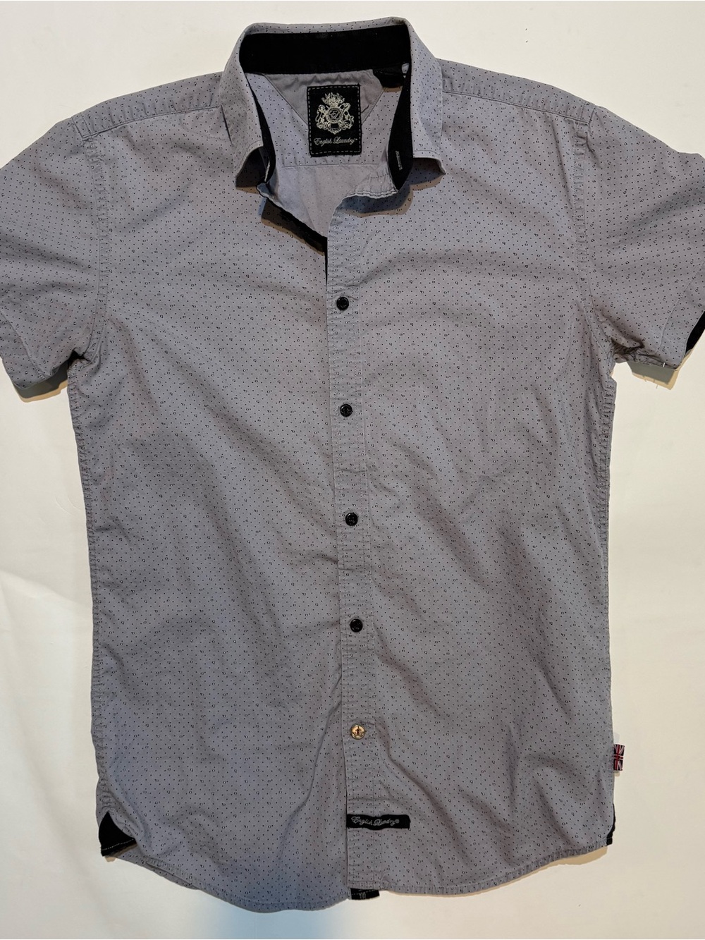 English Laundry Mens Short Sleeve Geometric Button‑Down Shirt 100% Cotton Size M